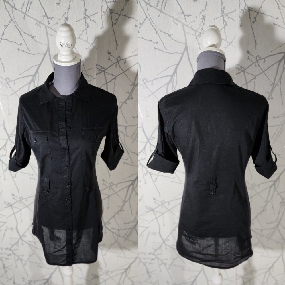 Community Black Button Front Blouse